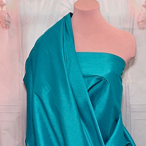 Stretch Shantung Turquoise fabric ,  58&quot;, sold by the yard , wedding, western shirts, formal , pageant, bridesmaid dresses, suits