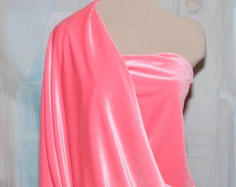 Stretch Spandex Velvet color Light Neon Pink .. 4 ways stretch..formal wear, pageant, home decor, crafts, bridal