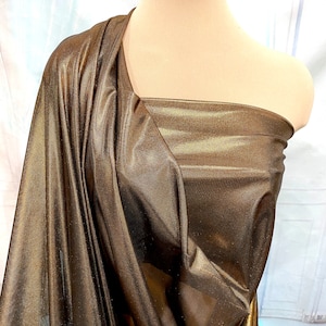 Foil Power mesh stretch fabric, semi sheer, 4 ways stretch..Copper/Black     . 58 &quot; wide.. dance, pageant, formal, costume,
