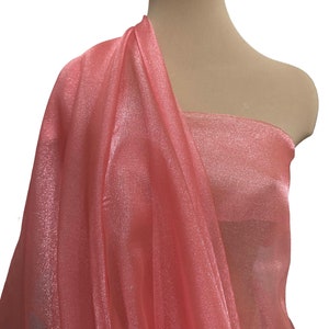 Sparkle Organza fabric Shrimp Coral  45&quot; wide sheer ..pageant dress skirts, formals, crafts, wedding, home decor