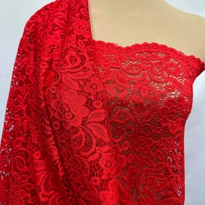 Stretch Lace RED .. , sold by the yard/ 4 way stretch/  formal- bridal- evening wear- pageant- lingerie- camisoles (REDUCED)