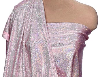 Shattered Glass Hologram Spandex Light Pink  Fabric ...dance...cheer bows...gymnastics...costume..crafts...pageant