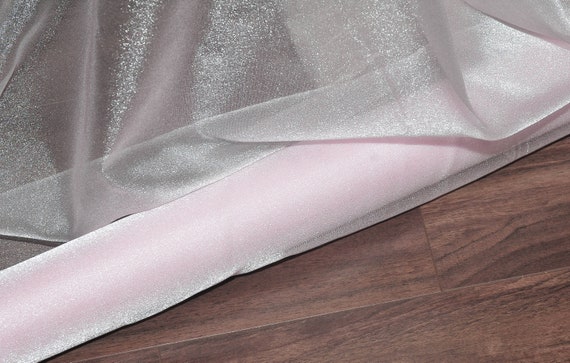 SHEER 45/" BY THE YARD SPARKLE SATIN FABRIC IVORY SEMI