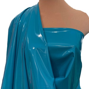Tessuto elasticizzato in similpelle con rivestimento in PU TURCHESE, elasticizzato in 4 direzioni, largo 58&quot;...costumi, abbigliamento casual, giacche, teatro, artigianato, BTY