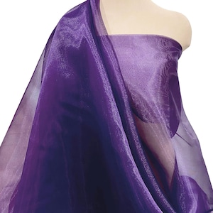 Iridescent Organza fabric 60" wide.. sheer, Purple  . formal wear, bridal, pageant, crafts, costumes, home decor