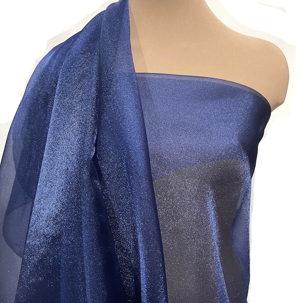 Sparkle Organza fabric ELECTRIC BLUE  45" wide sheer ..pageant dress skirts, formals, crafts, wedding, home decor