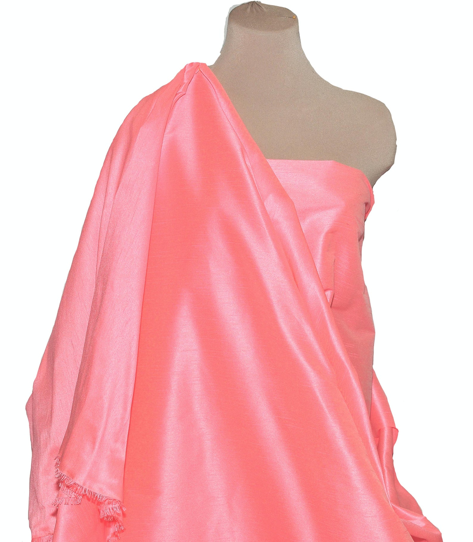 Unstitched Silk Dupioni Shantung Suit in Orange main image 1