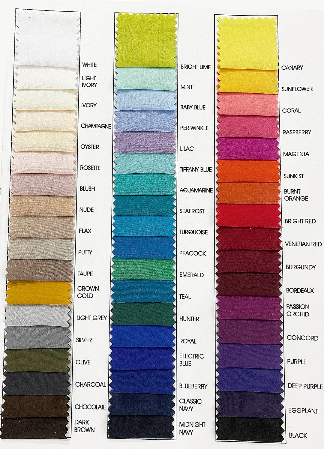 裏地一覧ページ メカニカルストレッチポリエステル裏地生地カラーチャート.. 60インチ