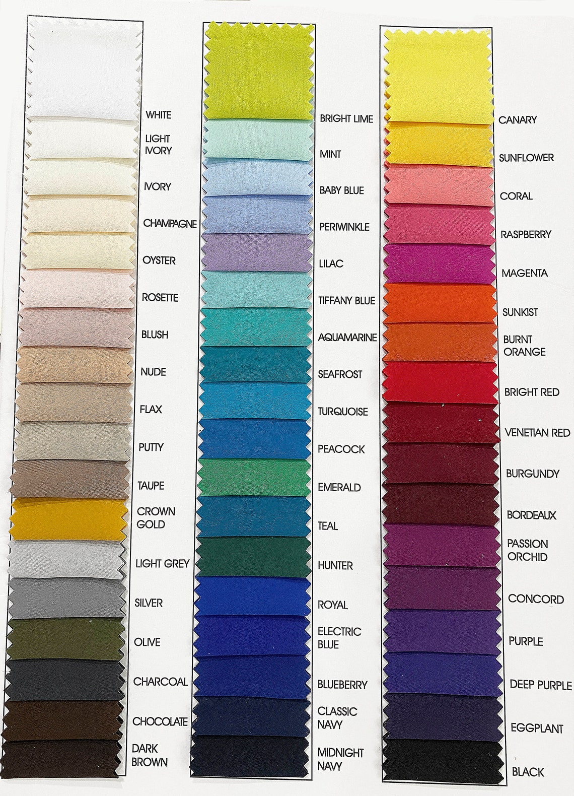 Mechanical Stretch Polyester Lining Fabric Color Chart .. 60