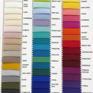 Mechanical Stretch Polyester Lining Fabric Color Chart .. 60&quot; ... used for lining garments, home decor, crafts, costumes