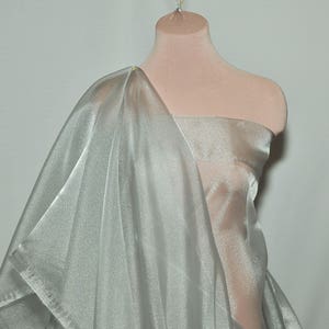 Crystal Organza /  Organdy 100% polyester sheer fabric, 115/116 inches wide./ SILVER/  by the yard  formal wear, skirts, holiday, decor