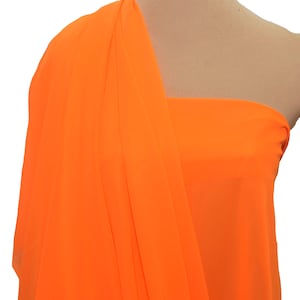 Hi-Multi Chiffon fabric ORANGE  BRIGHT 1608 /60&quot; wide sold by the yard.. formal..pageant...bridesmaids gowns..decor..curtains