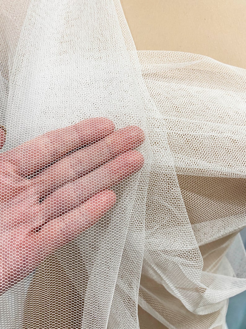 English Netting fabric.. 54 wide 100% poly. WHITE . sold by the yard.. wedding dress, formal wear, home decor image 1