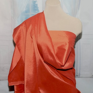 Stretch Taffeta TANGERINE   58&quot; sold by the yard wedding, western shirts, formal , pageant, home decor, upholstery