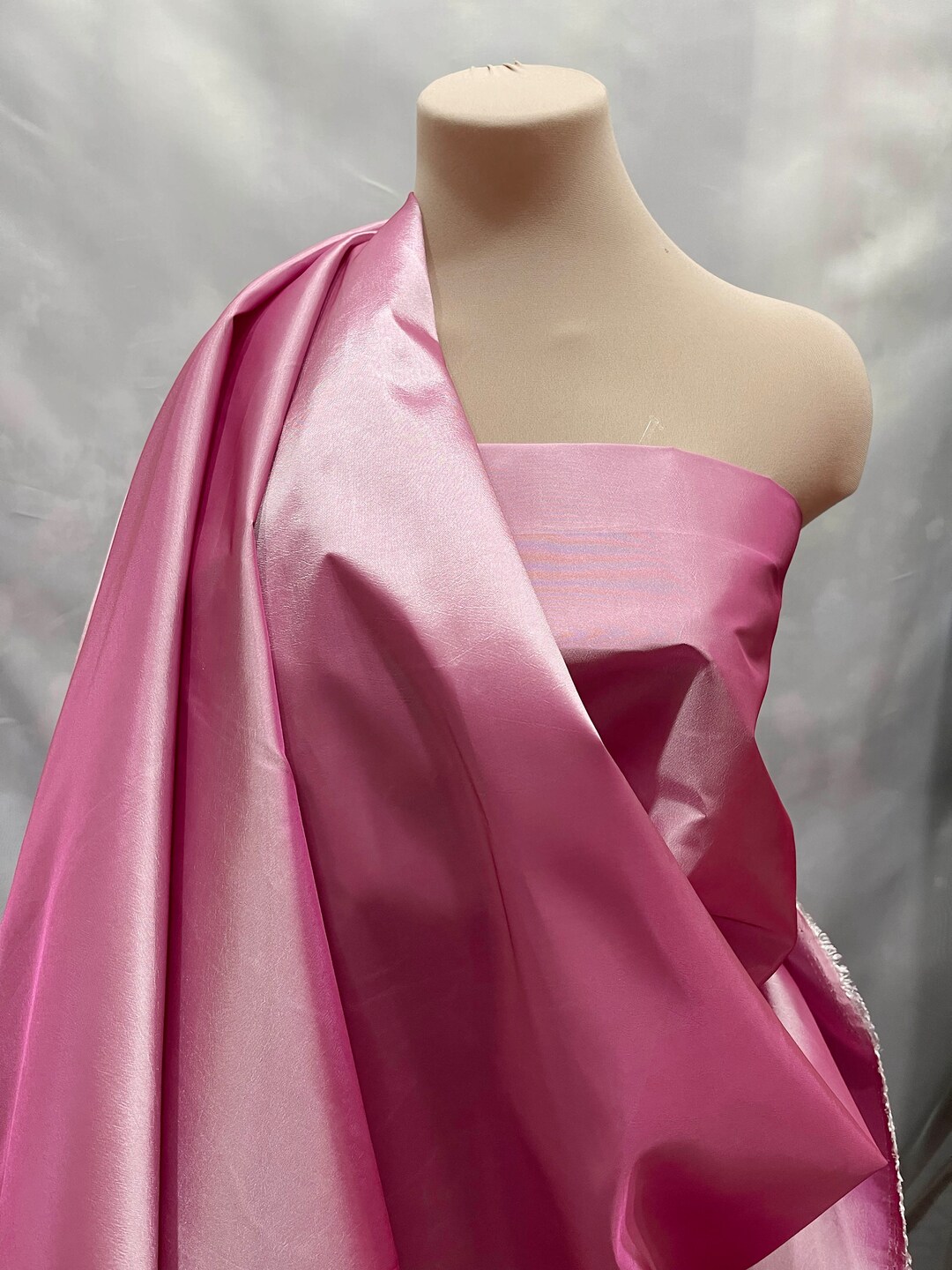 Iridescent Peach Pink/Opal Grey Taffeta Silk Fabric main image 0