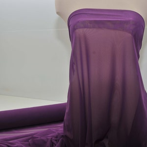 Power mesh stretch fabric, semi sheer, 4 ways stretch..Plum    . 58 &quot; wide.. dance, pageant, formal, costume,