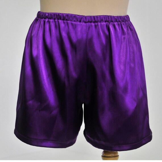 Purple Stretch Satin Sleep Shorts Size 
