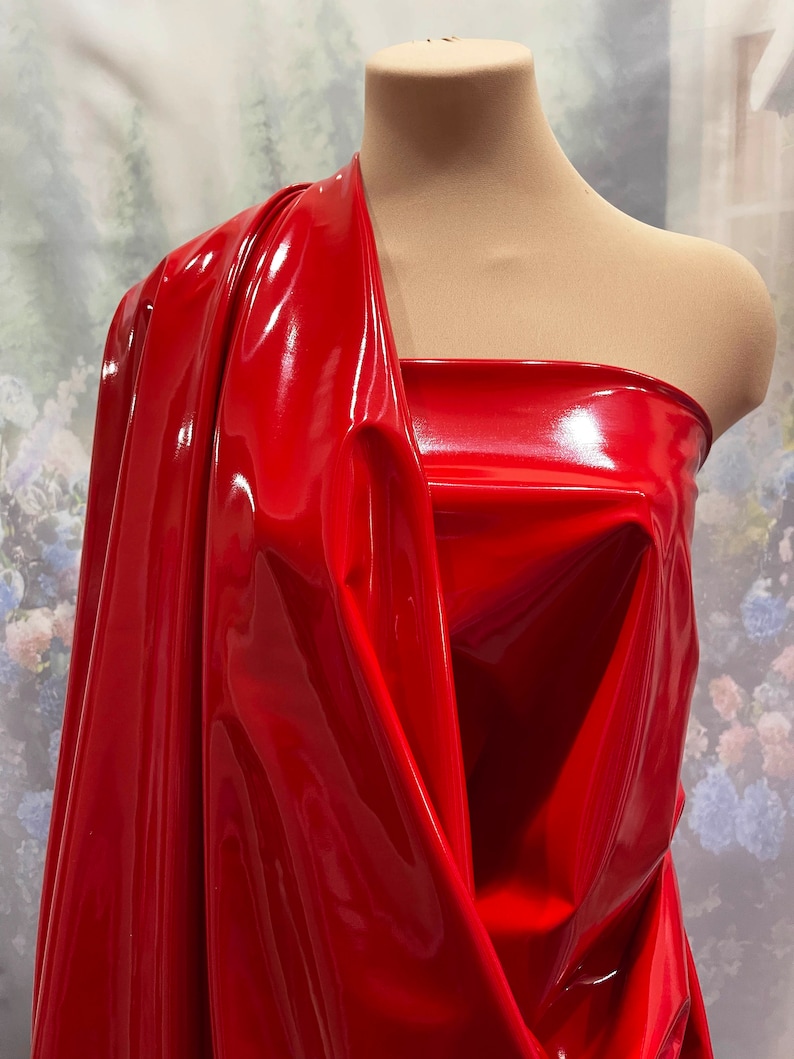 4 Way PU COATED Stretch Pleather Red Shiny Fabric 58 Etsy