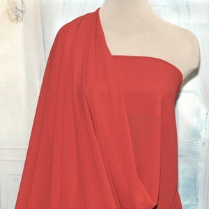 Double Georgette Fabric RED/BRIGHT   semi sheer sold by the yard 58&quot; wide for weddings, dresses or home decor