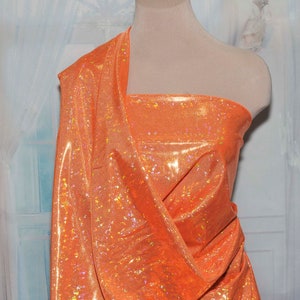 Shattered Glass Hologram Spandex Neon  Orange  Fabric ...dance...cheer bows...gymnastics...costume..crafts...pageant