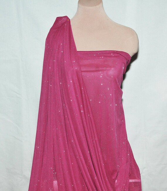 STRETCH POWER MESH CHIFFON GLITTERED BURGUNDY DANCE SKATE COSTUME BY THE YD
