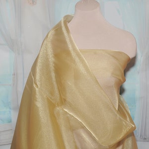 Crystal Organza/ Organdy 100% polyester sheer fabric, 115/116 inches wide./  ANTIQUE GOLD/  by the yard  formal wear, skirts, holiday, decor