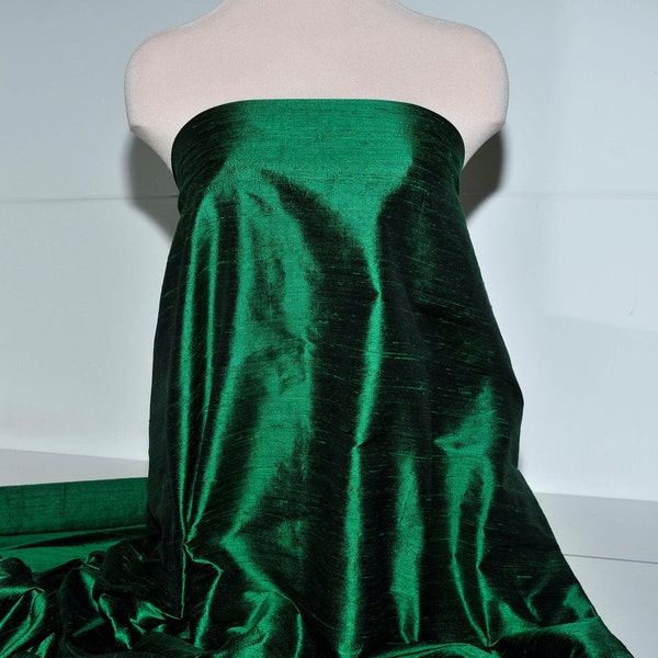 Emerald Green/Gold Metallic Embrodiered Silk Dupioni