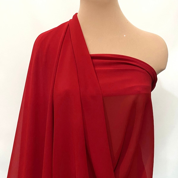 Hi-Multi Chiffon fabric RED 1190 / 60" wide sold by the yard.. formal..pageant...bridesmaids gowns..decor..curtains