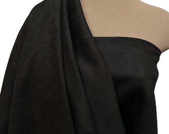 Faux Suede Fabric Black  , 100 % poly Double faced, soft, pliable, clothing, accessories, hats, belts, vest, jackets ,skirts (REDUCED)