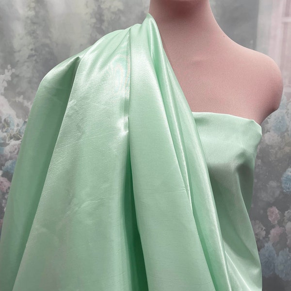 Cationic Taffeta iridescent Fabric  60" Mint 765 ..lining..dresses...wedding...formal ...home decor. pageant.. pillows, bows