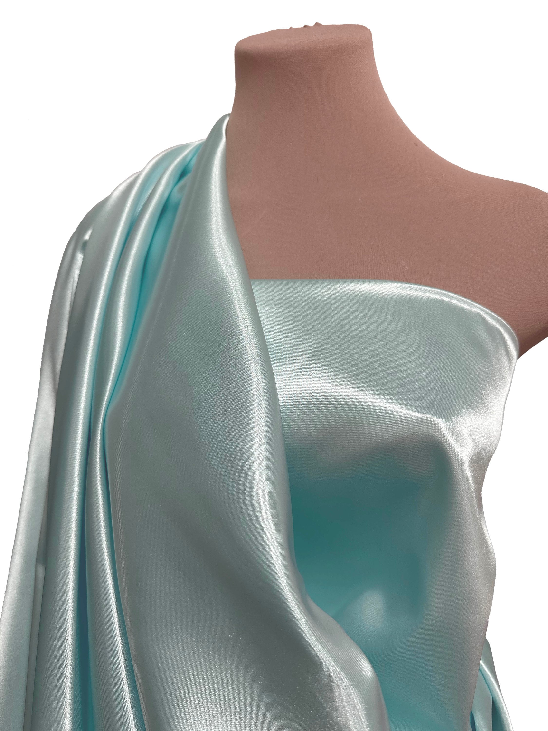 Satin  Fabric 60" Aqua Mist   100% polyester ... bridal, formal, pageant, suits , home decor..wedding...craft, costume, dresses, home decor