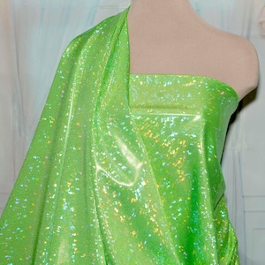 Shattered Glass Hologram Spandex Lime Green Fabric ...dance...cheer bows...gymnastics...costume..crafts...pageant