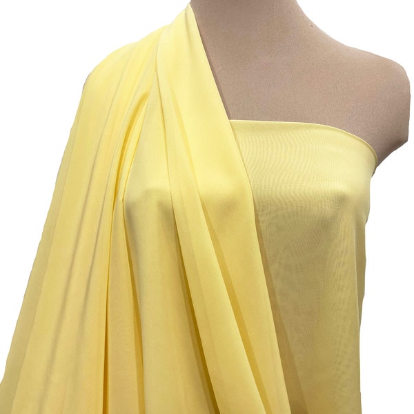 Hi-Multi Chiffon fabric Lemon Lush Yellow ...60" wide sold by the yard.. formal..pageant...bridesmaids gowns..decor..curtains