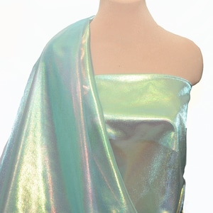 Sheer Pearlized Lame Fabric Aqua   ..44 inches...  sold by the yard...pageant dress, formal, crafts, Cinderella costume, theater