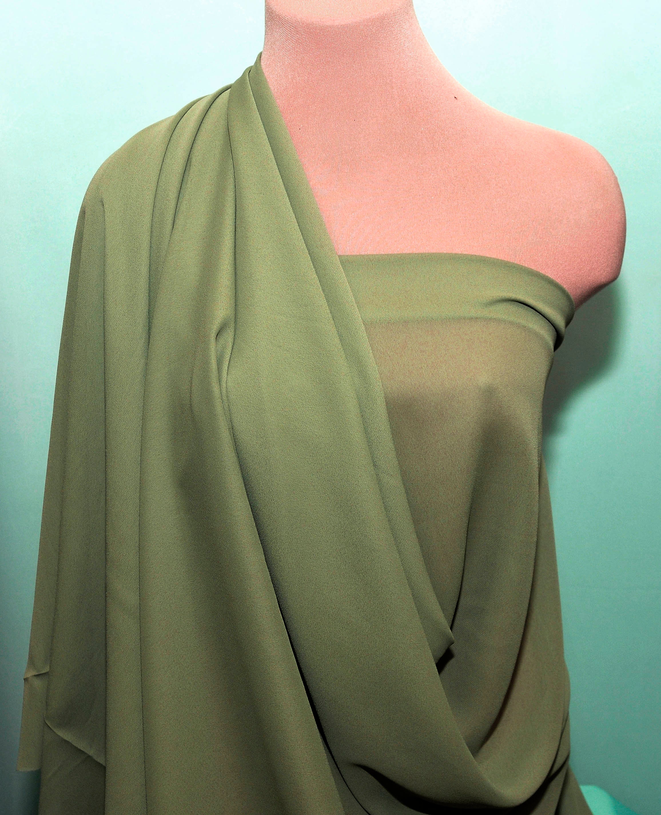Double Georgette Fabric Sage Green Semi Sheer Sold by the Yard