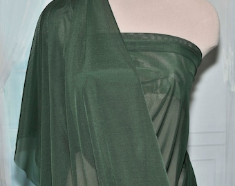 Power mesh stretch fabric, semi sheer, 4 ways stretch.. HUNTER GREEN .. 58 " wide.. dance, pageant, formal, costume,