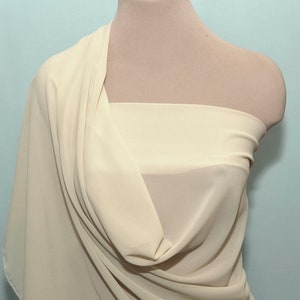 Double Georgette Fabric BEIGE 9940. semi sheer sold by the yard 58&quot; wide for weddings, dresses or home decor