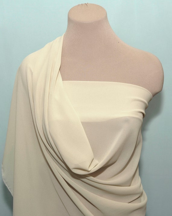 Double Georgette Fabric BEIGE 9940. Semi Sheer Sold by the