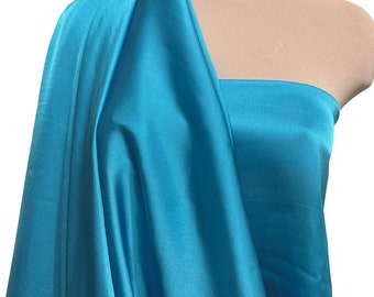 Satin chiffon Turquoise 31 Fabric   60" wide.. light weight, semi sheer dull silky chiffon.. great for formal wear, dresses, blouses, decor