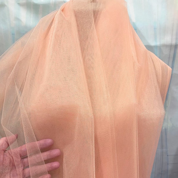 Tulle Illusion Netting Peach 108" wide..wedding...tutu's..crafts...bridesmaid...flower girl..formal wear