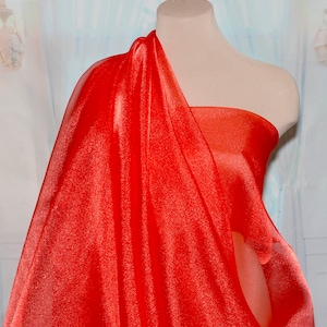 Sparkle Organza fabric Red   45&quot; wide sheer ..pageant dress skirts, formals, crafts, wedding, home decor