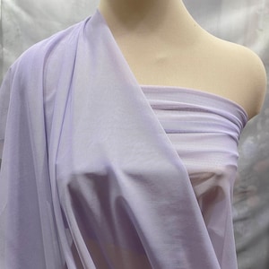 Power mesh stretch fabric, semi sheer, 4 ways stretch.. Pale Lavender   . 58 &quot; wide.. dance, pageant, formal, costume,