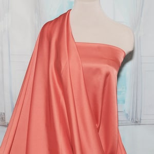 Satin chiffon Coral  / 60&quot; wide.. light weight, semi sheer dull silky chiffon.. great for formal wear, dresses, blouses,decor