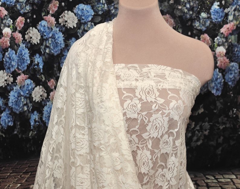 bridal Stretch Lace Flo Pink sold by the yard 4 way stretch formal pageant lingerie- evening wear