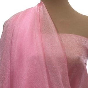 Sparkle Organza fabric Paris Pink 45&quot; wide sheer ..pageant dress skirts, formals, crafts, wedding, home decor