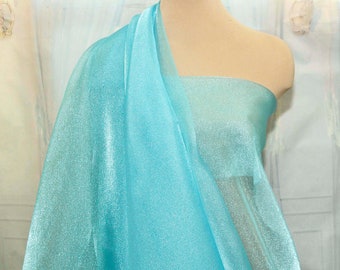 Sparkle Organza fabric TURQUOISE 45" wide sheer ..pageant dress skirts, formals, crafts, wedding, home decor