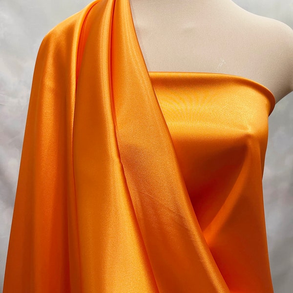 Stretch satin  Fabric Orange  by the yard.. clothing..lingerie... blouses..dresses...bridesmaid..flower girl.. home decor