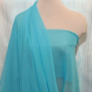 Scuba Turquoise  Chiffon fabric 60&quot; wide sold by the yard.. formal..pageant...bridesmaids gowns..decor..curtains