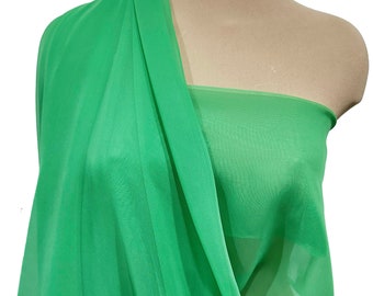 Chiffon fabric  KELLY GREEN  60" wide, SHEER,  sold by the yard.. formal..pageant...bridesmaids gowns..decor..curtains