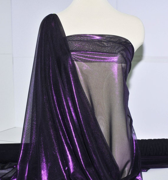 Foil Power mesh stretch fabric dance formal 54 wide. costume, pageant semi sheer 4 ways stretch..Royalblack.